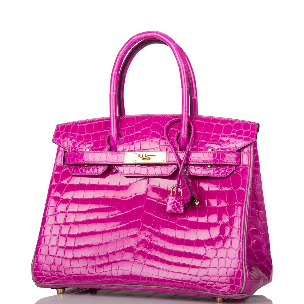 Hermes Birkin Bag 30cm Rose Scheherazade Pink Crocodile Gold Hardware