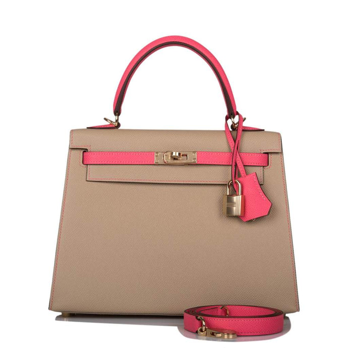 [NEW] Hermès Horseshoe Stamp (HSS) Bi-Color Trench and Rose Azalee Epsom Sellier Kelly 25cm Permabrass  Hardware