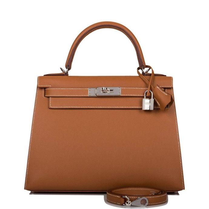 <transcy>[BARU] Hermès Kelly Sellier 28 | Perkakasan Epsom Palladium Emas</transcy>