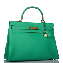 Load image into Gallery viewer, [New] Hermès Kelly Retourne 35 | Menthe, Clemence Leather, Gold Hardware
