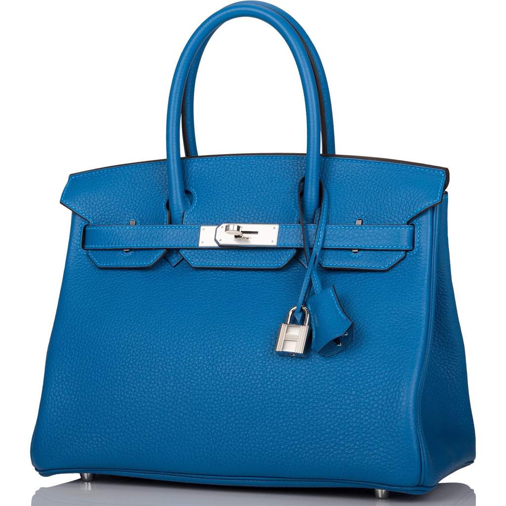 Hermes Birkin 30 Handbag Bicolored 7q Mykonos Clemence GHW
