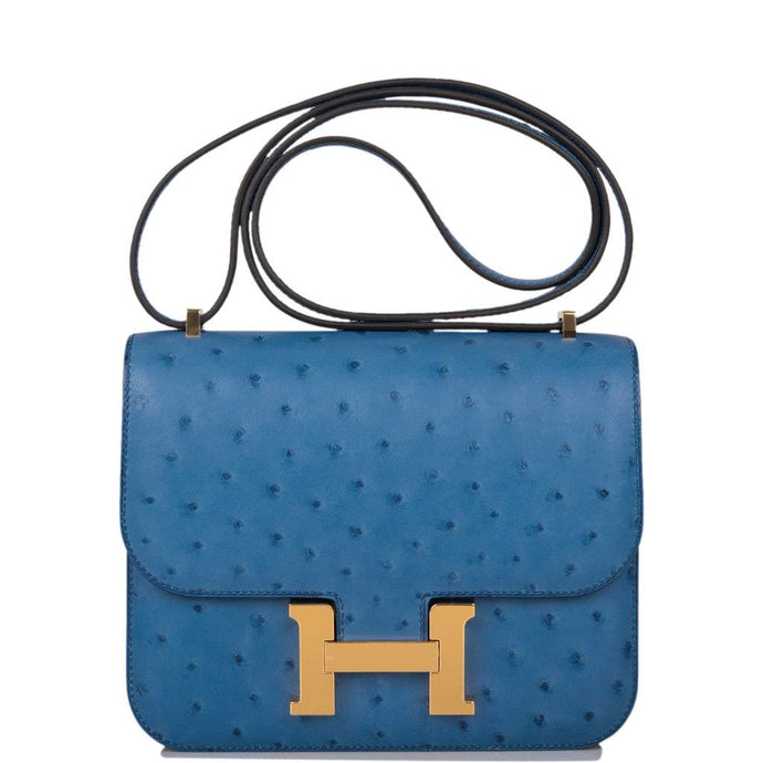[New] Hermès Constance 18 | Blue Roy, Ostrich Leather, Gold Hardware