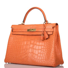 Load image into Gallery viewer, [Preloved] Hermès Kelly Retourne 35 | Orange Poppy, Matte Alligator Leather, Gold Hardware
