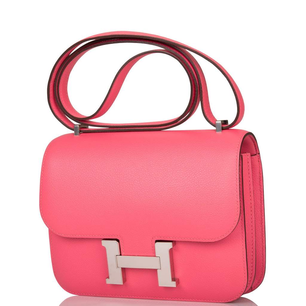 HERMES Constance III Mini Rose Azalee Pink PHW Evercolor 8W 18 19 Shoulder  Bag