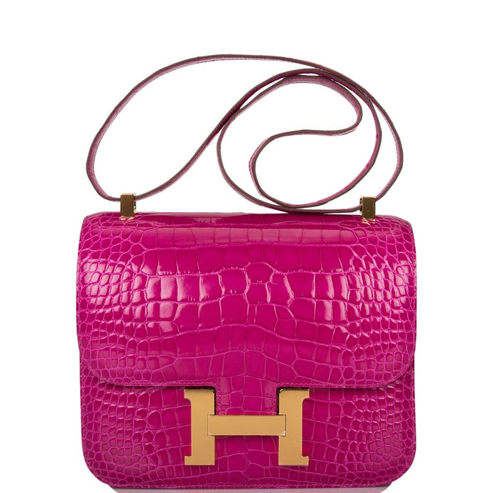 [New] Hermès Constance 24 | Rose Scheherazade Shiny, Niloticius Crocodile Skin, Gold Hardware