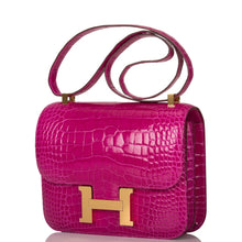Load image into Gallery viewer, [New] Hermès Constance 24 | Rose Scheherazade Shiny, Niloticius Crocodile Skin, Gold Hardware

