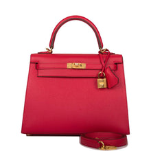 Load image into Gallery viewer, [NEW] Hermès Kelly Sellier 25 | Rouge Casaque, Epsom Leather, Gold Hardware
