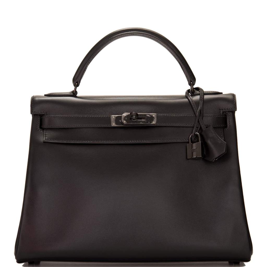 [Pre-Owned] Hermès Kelly Retourne 32 | SO Black, Box Leather, Black Hardware