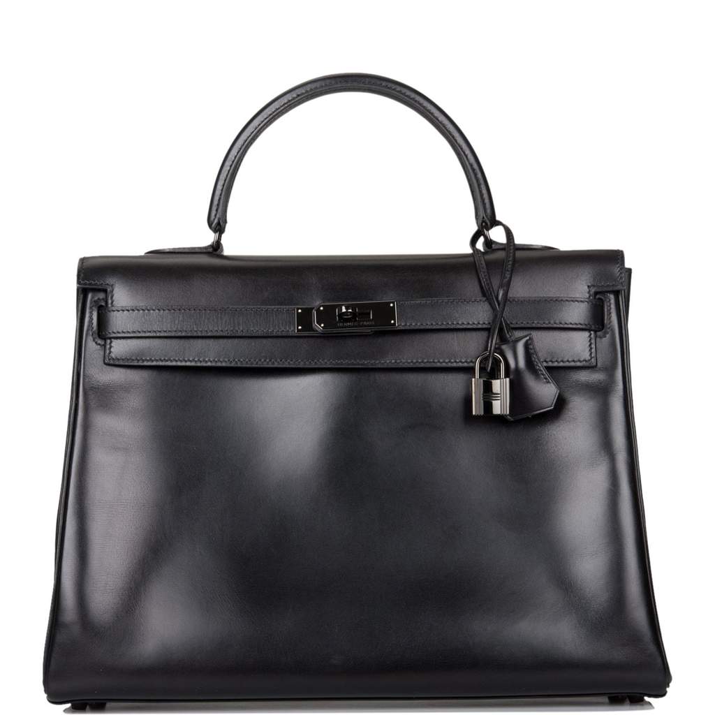 [Preloved - Excellent] Hermès Kelly Retourne 35 | SO Black, Box Leather, Black Hardware