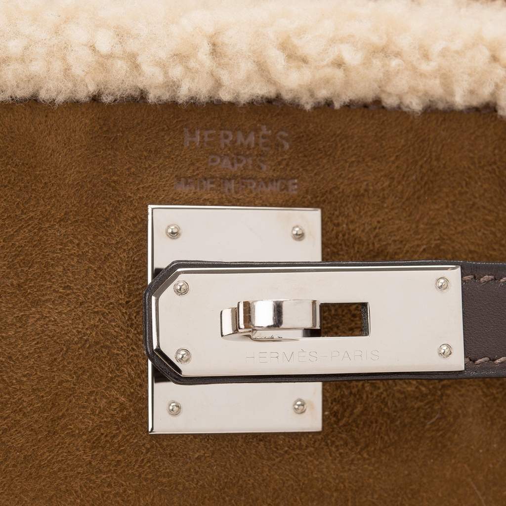 Hermes Kelly 35 Shearling & Ébène Barénia Retourné Teddy Kelly