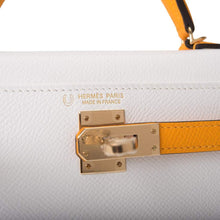 Load image into Gallery viewer, [NEW] Hermès Kelly Mini II Sellier 20 | Horseshoe Stamp (HSS), Bi-Color: Blanc/White and Jaune D&#39;Or, Permabrass Hardware
