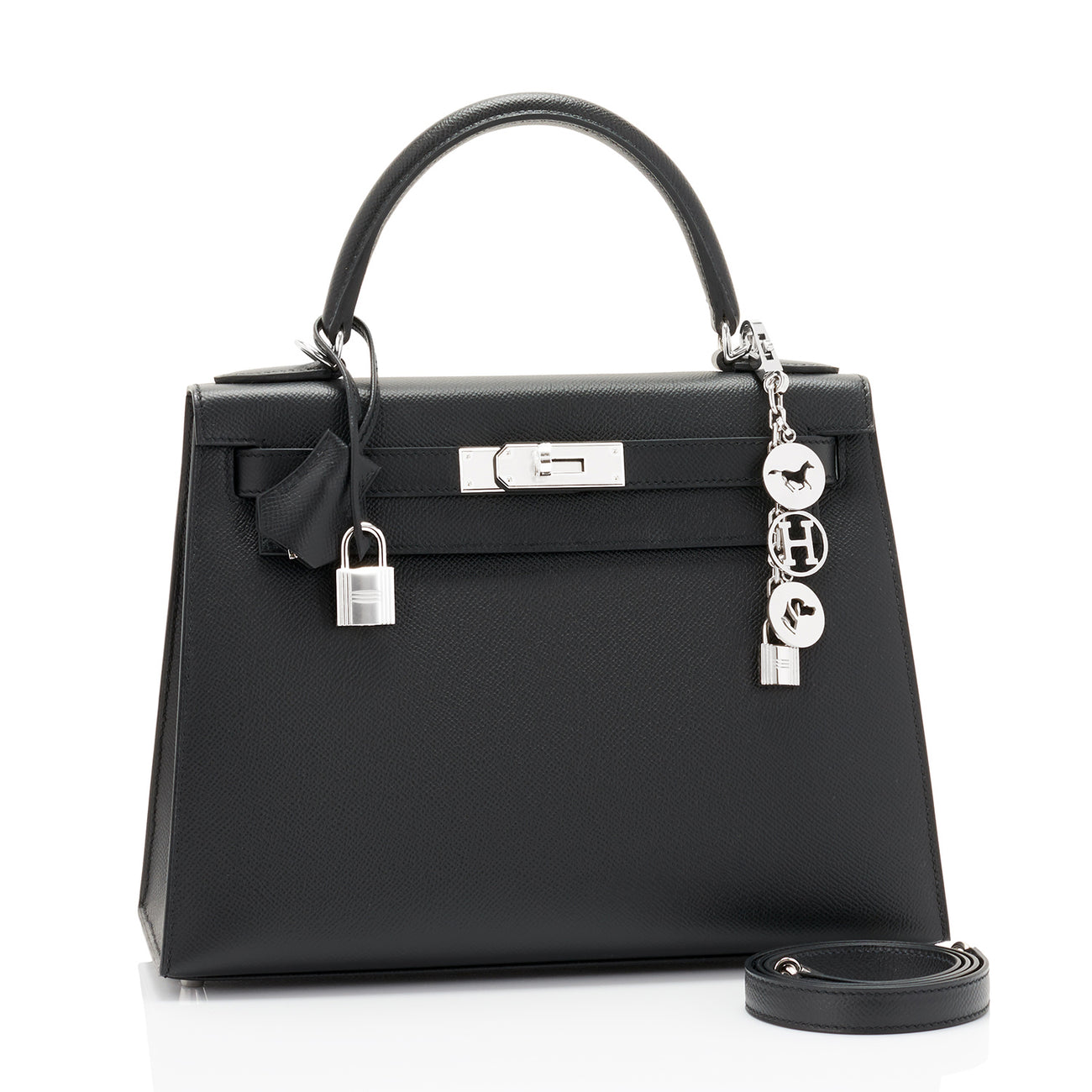 NEW] Hermès Kelly Sellier 25  Noir, Epsom Leather, Palladium