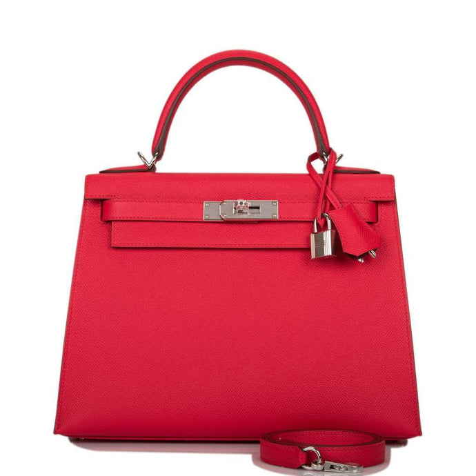 <transcy>[BARU] Hermès Kelly Sellier 28 | Perkakasan Rouge de Coeur Verso Epsom Palladium</transcy>