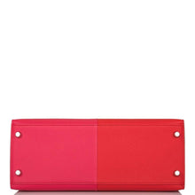 Load image into Gallery viewer, [NEW] Hermès Kelly Sellier 28 | Tri-Color Rouge Casaque, Rose Extreme and Bleu Zanzibar Epsom Leather, Palladium Hardware
